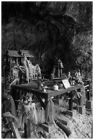 Tham Phra Nang (princess cave) shrine, Railay. Krabi Province, Thailand (black and white)