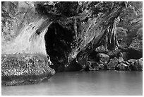 Sea cave, Rai Leh. Krabi Province, Thailand ( black and white)