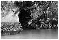 Sea cave, Rai Leh. Krabi Province, Thailand (black and white)