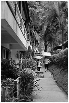 Resort on rainy day, Rai Leh East. Krabi Province, Thailand (black and white)