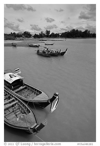 Ao Nammao harbor. Krabi Province, Thailand (black and white)