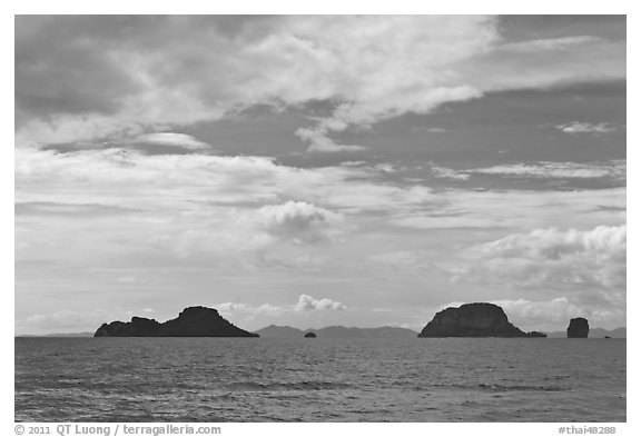 Islands, Adaman Sea. Krabi Province, Thailand (black and white)
