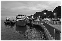 Pier at dusk, Ao Ton Sai, Ko Phi Phi. Krabi Province, Thailand (black and white)