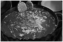 Close up of pan with Pad Thai, Ko Phi-Phi Don. Krabi Province, Thailand (black and white)