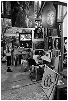 Art studio, Tonsai village, Ko Phi-Phi island. Krabi Province, Thailand (black and white)