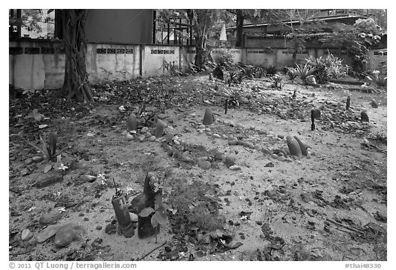 Muslim burying grounds, Ko Phi-Phi island. Krabi Province, Thailand (black and white)