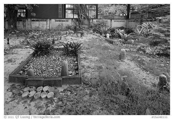 Muslim graveyard, Ko Phi-Phi Don. Krabi Province, Thailand (black and white)