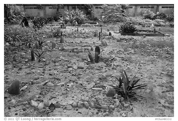 Islamic cemetery, Ko Phi Phi. Krabi Province, Thailand (black and white)