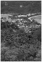 Tonsai village from above, Ko Phi Phi. Krabi Province, Thailand ( black and white)