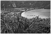 Isthmus betwen Ton Sai and Lo Dalam bays, Ko Phi-Phi Don. Krabi Province, Thailand ( black and white)