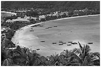 Ao Lo Dalam from above, Ko Phi Phi. Krabi Province, Thailand ( black and white)