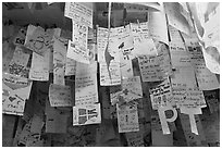 Notes left by customers from all around the world, Ko Phi-Phi island. Krabi Province, Thailand ( black and white)