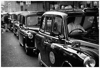 Black London cabs. London, England, United Kingdom ( black and white)