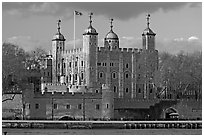 Tower of London, with a view of the water gate called Traitors Gate. London, England, United Kingdom (black and white)