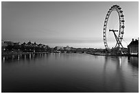 Thames River and Millennium Wheel at dawn. London, England, United Kingdom ( black and white)