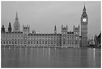 Palace of Westminster at dawn. London, England, United Kingdom (black and white)