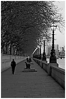 Riverfront promenade. London, England, United Kingdom ( black and white)