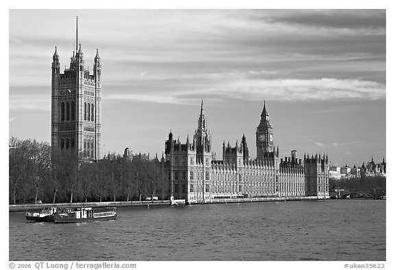 Victoria Tower and palace of Westminster. London, England, United Kingdom (black and white)