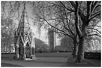 Buxton Memorial Fountain in the Victoria Tower Gardens. London, England, United Kingdom (black and white)