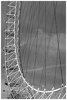 Detail of the Millennium Wheel. London, England, United Kingdom ( black and white)