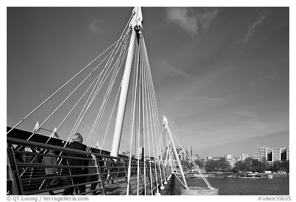 Golden Jubilee Bridge. London, England, United Kingdom (black and white)