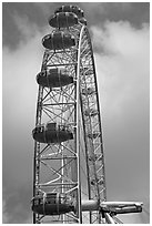 Capsules of the Millennium Wheel. London, England, United Kingdom (black and white)