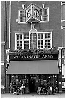 Building housing the pub Westmister Arms. London, England, United Kingdom (black and white)