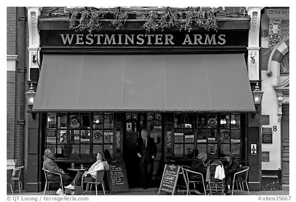 Famous pub Westmister Arms. London, England, United Kingdom (black and white)