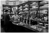 Counter of the pub Westmister Arms. London, England, United Kingdom ( black and white)