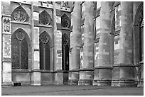 Buttresses and windows, Westminster Abbey. London, England, United Kingdom (black and white)