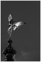 Eros statue at night, Piccadilly Circus. London, England, United Kingdom (black and white)