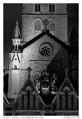 Southwark Cathedral detail at night. London, England, United Kingdom