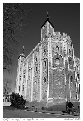 White Tower, inside the Tower of London. London, England, United Kingdom (black and white)