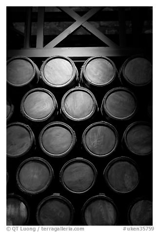 Barrels of gunpowder in the White House, Tower of London. London, England, United Kingdom (black and white)