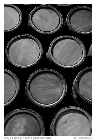 Gunpowder barrels  in the White House, Tower of London. London, England, United Kingdom (black and white)