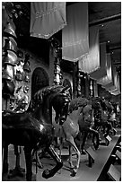 Armors and Models of royal horses,  the White House, Tower of London. London, England, United Kingdom ( black and white)