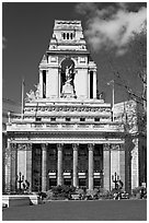 Lawn and monument honoring sailors lost at sea. London, England, United Kingdom ( black and white)