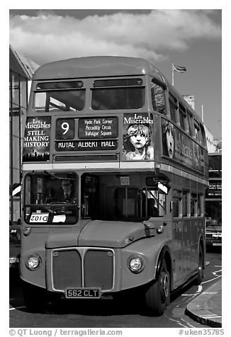 Routemaster double decker bus. London, England, United Kingdom (black and white)