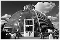 Entrance to the Palm House. Kew Royal Botanical Gardens,  London, England, United Kingdom ( black and white)