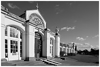 Temperate House, the largest Victorian glasshouse in existence. Kew Royal Botanical Gardens,  London, England, United Kingdom (black and white)