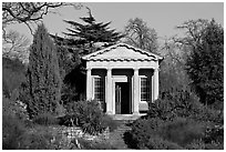 King William's temple, late afternoon. Kew Royal Botanical Gardens,  London, England, United Kingdom (black and white)