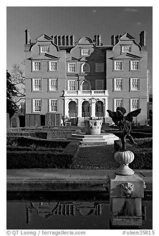 Kew Palace, the smallest of the royal palaces. Kew Royal Botanical Gardens,  London, England, United Kingdom (black and white)