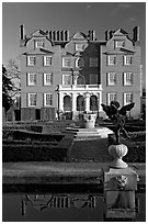 Kew Palace, the smallest of the royal palaces. Kew Royal Botanical Gardens,  London, England, United Kingdom (black and white)