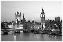 Westminster Palace at sunset. London, England, United Kingdom ( black and white)