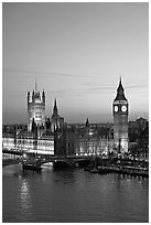 Houses of Parliament at sunset. London, England, United Kingdom (black and white)