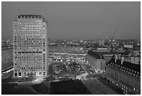 Plaza south of the London Eye at dusk. London, England, United Kingdom (black and white)