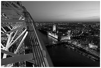 London Eye and Westmister Palace at sunset. London, England, United Kingdom (black and white)