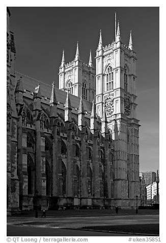 Westminster Abbey from the side, morning. London, England, United Kingdom (black and white)