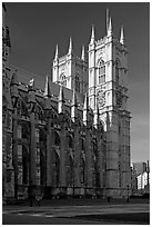 Westminster Abbey from the side, morning. London, England, United Kingdom (black and white)