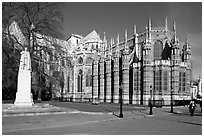 Westminster Abbey gothic spires. London, England, United Kingdom (black and white)